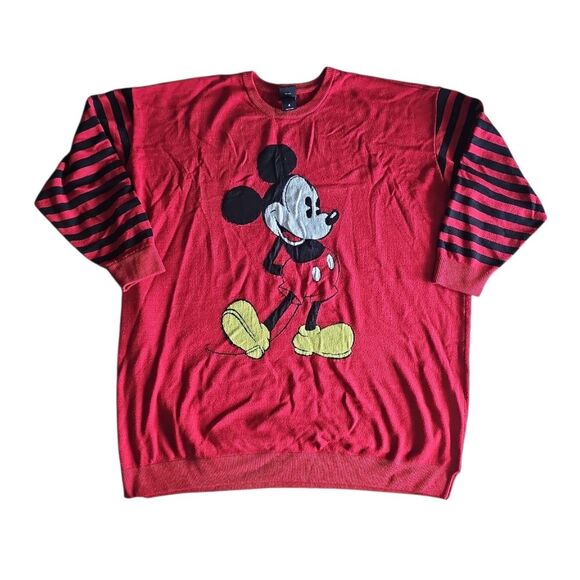 Disney Sweaters - Disney Mickey Mouse Sweater Dress Sz 4X Red Striped Sleeves Plus Size Retro Y2K